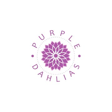 Feminine Boutique Purple Dahlia Flower Logo Vector Image with Pink Color Concept Illustration