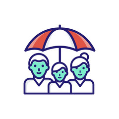 Family Insurance icon Flat Vector Illustration.