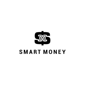 smart money logo design with initial sm letter logo design vector image 