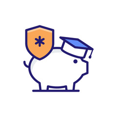 Collage Saving Insurance icon Flat Vector Illustration.