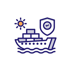 Voyage Insurance icon Flat Vector Illustration.