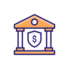 Bank Security Insurance icon Flat Vector Illustration.
