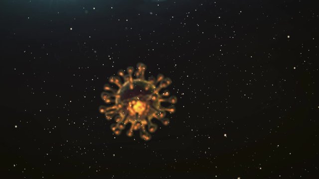Coronavirus CoV-2 Particle Microscop View 3d animation