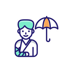 fracture Insurance icon Flat Vector Illustration.