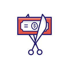 Money Cut Insurance icon Flat Vector Illustration.