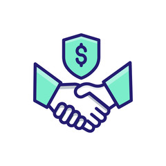 Deal Insurance icon Flat Vector Illustration.
