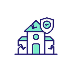 Earthquake Insurance icon Flat Vector Illustration.