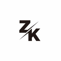 Logo Monogram Slash concept with Modern designs template letter ZK