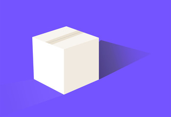 One continuous line Carton package box vector line icon isolated on white background delivery box. White cardboard box. Vector illustration