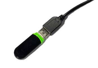 USB flash drive connected cable isolate