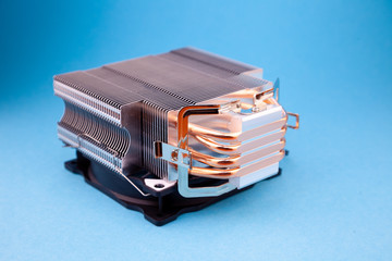 Computer cooler isolated on background. A large new cooling cooler for a personal computer....
