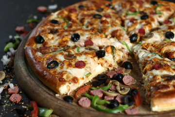 Closeup view of pizza ingredients