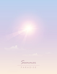 Fototapeta premium bright summer sky background with sun light vector illustration EPS10