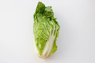 green Chinese cabbage on white background. Vegetable.