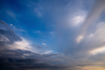 Russia. Western Siberia. Panorama of the evening sky over the fields near the city of Omsk.