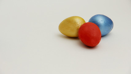 colorful easter eggs on white background