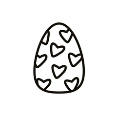 easter egg painted with hearts line style