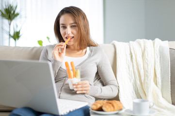 Woman eating healthy salad