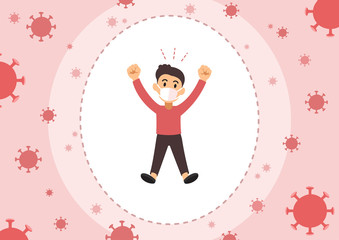 Air pollution concept man wearing protective face mask safe from virus for design.