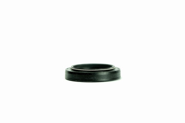 Spare part rubber seal for motorcycle fork.on a isolated white background. Motorcycle service.