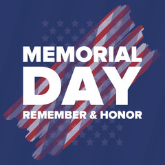 Memorial Day in United States. Remember and Honor. Federal holiday for remember and honor persons who have died while serving in the United States Armed Forces. Celebrated in May. Vector poster