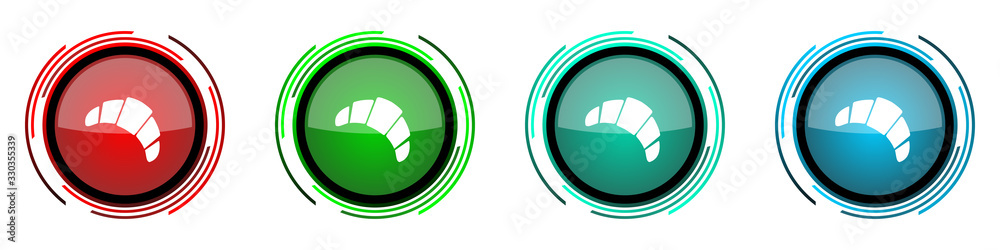 Leinwandbilder croissant round glossy vector icons, set of buttons for webdesign, internet and mobile phone applica