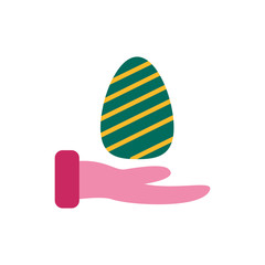hand lifting easter egg painted flat style
