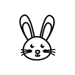 cute little rabbit head easter line icon