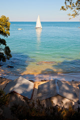 Paysage de bord de mer sur l'île de Noirmoutier en France. © Thierry RYO