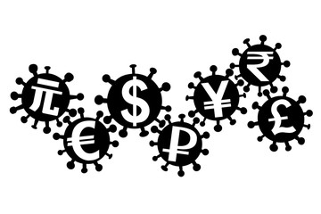 Virus covid-19 and the world economy. Vector illustration