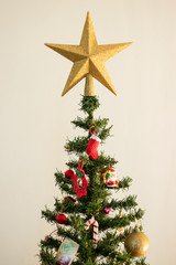 christmas tree and star with decoration