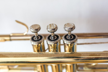 Wind musical instrument brass trumpet with pump screws