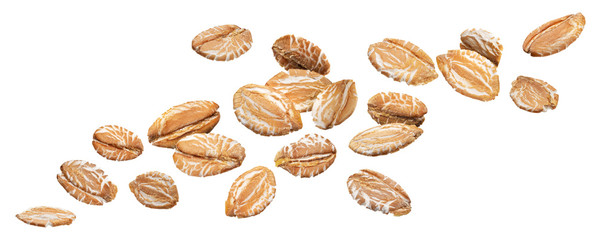 Rye flakes isolated on white background with clipping path