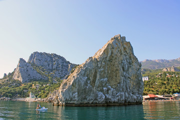 Rock Diva and Mountain Cat on the coast of Simeisa in Crimea