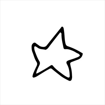 Simple star drawn in outline isolated on white. Single vector illustration in cartoon doodle style.