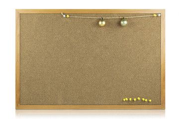 Blank of cork-board with wooden frame is isolated on white background with clipping path.