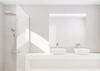 Naklejka na ściany i meble bathroom toilet 3d rendering front view