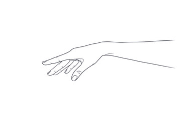 female hand, index finger. eps10 vector stock illustration. out line.