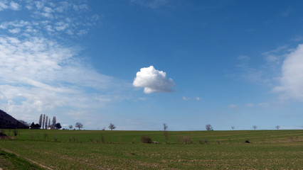 landscape with blue sky and clouds