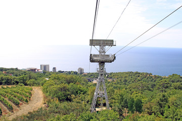Fototapeta premium The cable car is a lift to Mount Ai-Petri in Crimea. August 2009. Crimea Ukraine