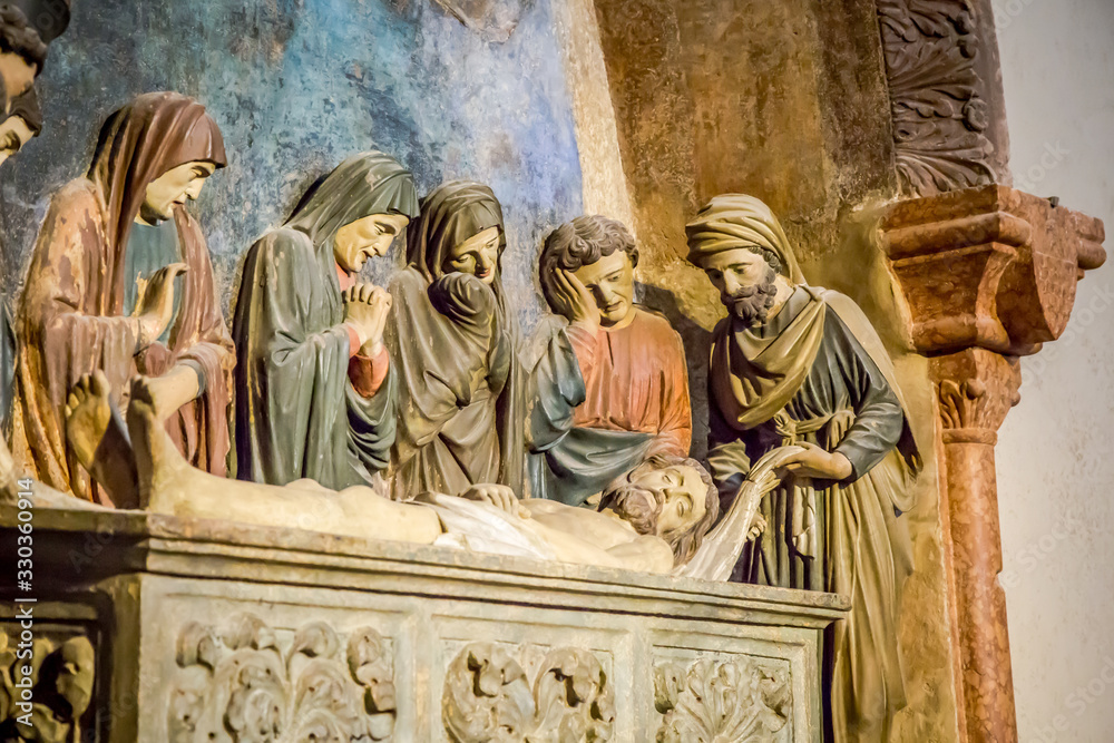 Wall mural interiors of the church of saint anastasia in verona, veneto, italy