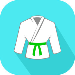 Martial Arts Green Belt Rank Flat Icon vector Illustration.