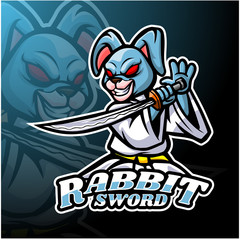Rabbit sword esport logo mascot design © idesign2000