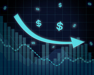Illustration showing the drop in prices with the dollar signs