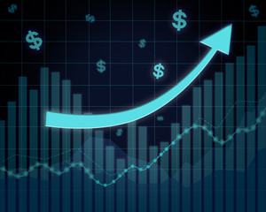 Illustration showing the growth of prices with the dollar signs