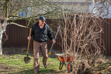 Garden concept. Work at garden at early spring