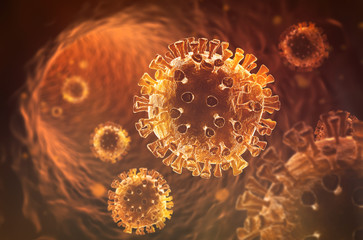 Enlargement of the virus sars cov 2 guilty of covid 19 disease - obrazy, fototapety, plakaty