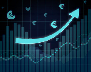 Illustration showing the growth of prices with the Euro badges