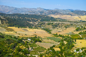 Fototapeta na wymiar View on valley from andalusian white village Ronda, Spain
