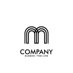initial letter M  lines company logo design vector